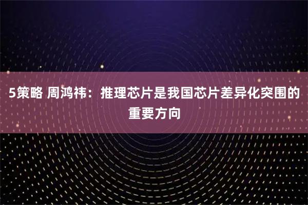 5策略 周鸿祎：推理芯片是我国芯片差异化突围的重要方向