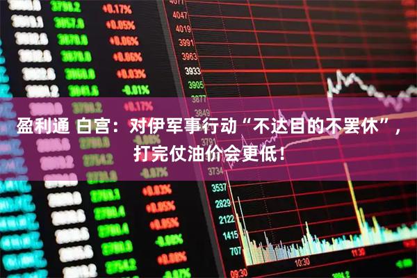 盈利通 白宫：对伊军事行动“不达目的不罢休”，打完仗油价会更低！