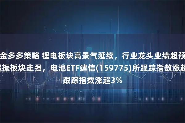 金多多策略 锂电板块高景气延续,行业龙头业绩超预期提振板块走强,电池ETF建信(159775)所跟踪指数涨超3%