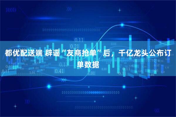 都优配送端 辟谣“友商抢单”后,千亿龙头公布订单数据