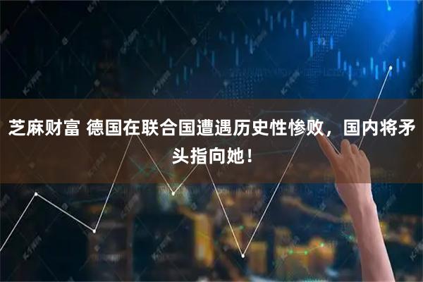 芝麻财富 德国在联合国遭遇历史性惨败，国内将矛头指向她！