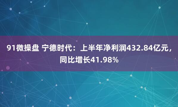 91微操盘 宁德时代：上半年净利润432.84亿元，同比增长41.98%